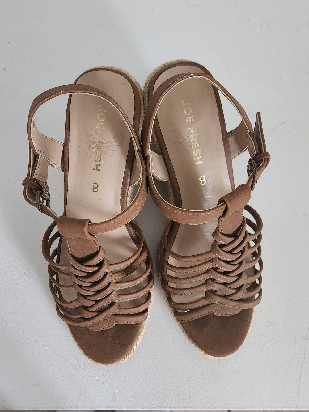 New Joe Fresh Tan Woven Espadrille Wedge Sandals - Picture 5 of 7